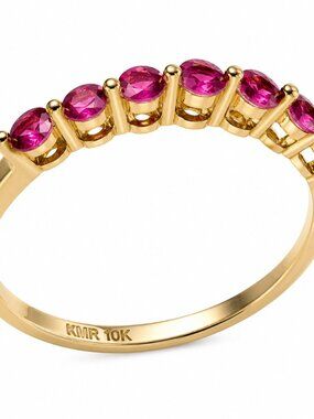 10K Gold Pink Sapphire Band Ring Size 7.75 Stackable